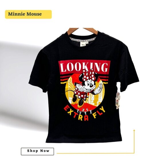 Disney Adult Girls Looking Extra Fly Minnie Mouse T Shirt Black Size L NWT - Picture 2 of 7